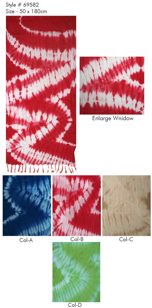 TIE-DYE STOEL IN COTTON FABRIC WITH CRINKLE AND SELF KNOT FRINGES