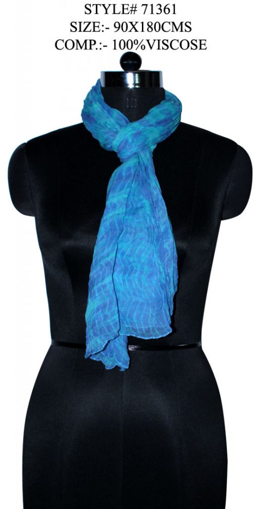 TIE DYE STOLE IN SOFT VISCOSE FABRIC WITH CRINKLE AND ALL SIDES STITCHED